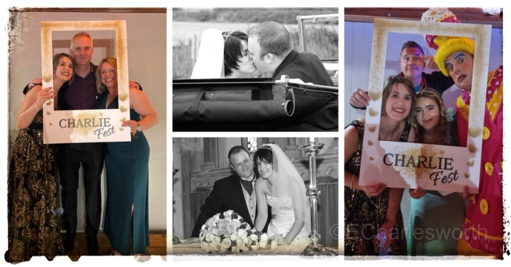 Various pictures from Emma Charlesworth’s wedding on 10th September 2025 and CharlieFest: Dress to impress